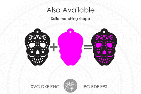 Sugar Skull earrings, Laser cut files, earrings SVG, dia de los muertos SVG Artisan Craft SVG 