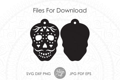 Sugar Skull earrings, Laser cut files, earrings SVG, dia de los muertos SVG Artisan Craft SVG 