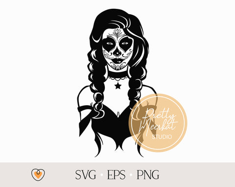 Sugar Skull Girl svg, Sugar Skull Woman svg, png files SVG Pretty Meerkat 