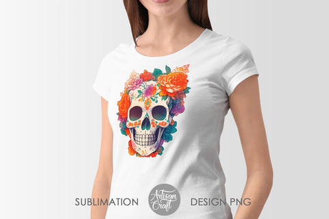 Sugar skull PNG, sublimation design, sugar skull clipart Sublimation Artisan Craft SVG 