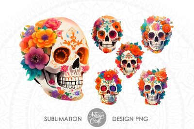 Sugar skull PNG, sublimation design, sugar skull clipart Sublimation Artisan Craft SVG 