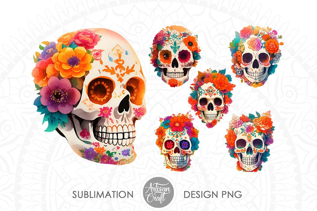 Sugar skull PNG, sublimation design, sugar skull clipart Sublimation Artisan Craft SVG 