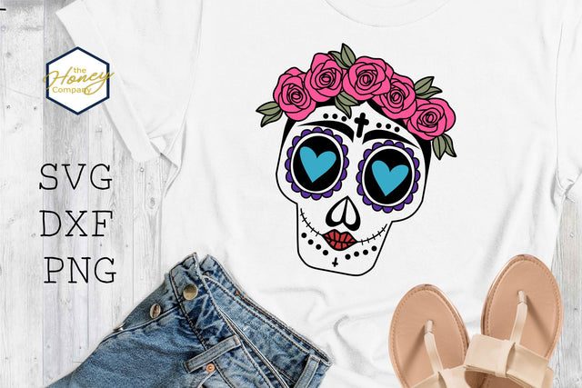 Sugar Skull SVG PNG DXF Day of the Dead Instant Download Silhouette Cricut Cut Files Cutting Machine Vector File SVG The Honey Company 