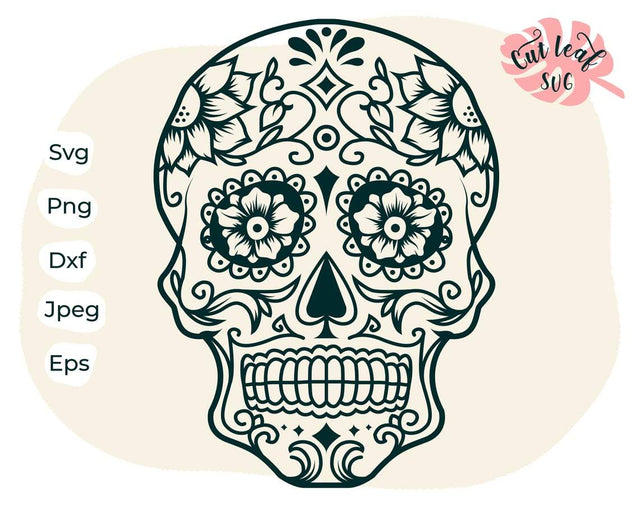 Sugar Skull SVG, Skull svg, Santa Muerte, Day of the dead svg, Calavera, Mandala Skull, Mexican Skull, candy skull svg SVG CutLeafSvg 