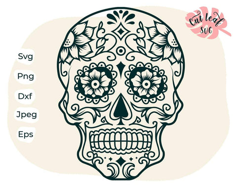 Sugar Skull SVG, Skull svg, Santa Muerte, Day of the dead svg, Calavera, Mandala Skull, Mexican Skull, candy skull svg SVG CutLeafSvg 