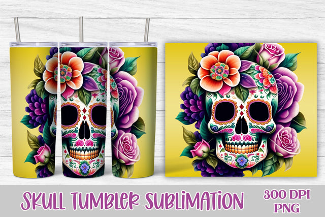 Sugar skull tumbler wrap | Skull sublimation tumbler Sublimation Svetana Studio 