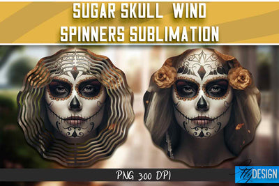 Sugar Skull Wind Spinners Sublimation Sublimation Fly Design 