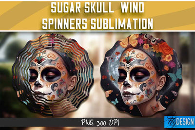 Sugar Skull Wind Spinners Sublimation Sublimation Fly Design 