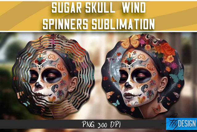 Sugar Skull Wind Spinners Sublimation Sublimation Fly Design 