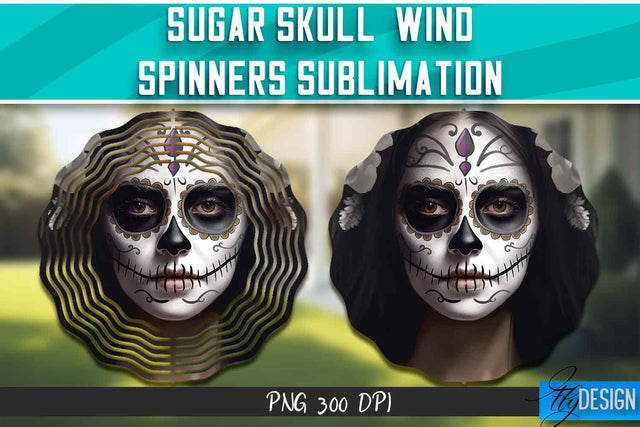 Sugar Skull Wind Spinners Sublimation Sublimation Fly Design 