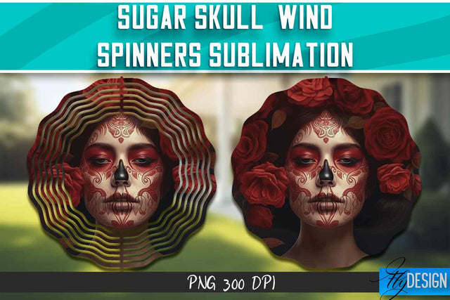 Sugar Skull Wind Spinners Sublimation Sublimation Fly Design 