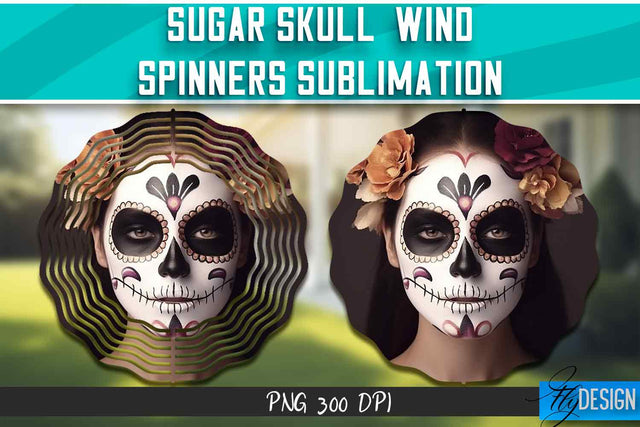 Sugar Skull Wind Spinners Sublimation Sublimation Fly Design 