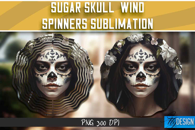 Sugar Skull Wind Spinners Sublimation Sublimation Fly Design 