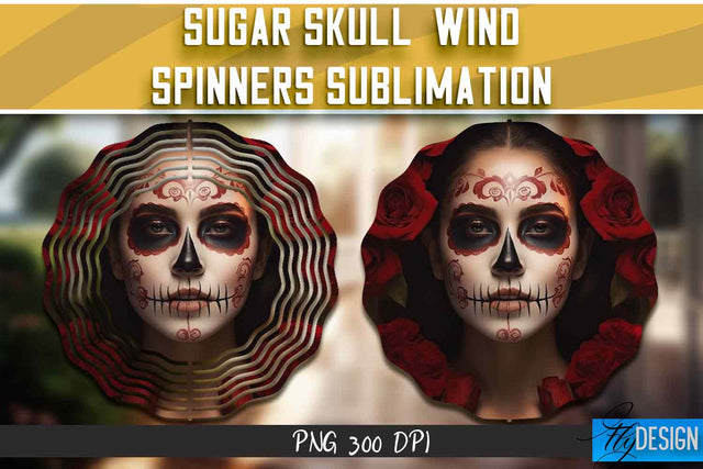 Sugar Skull Wind Spinners Sublimation Sublimation Fly Design 