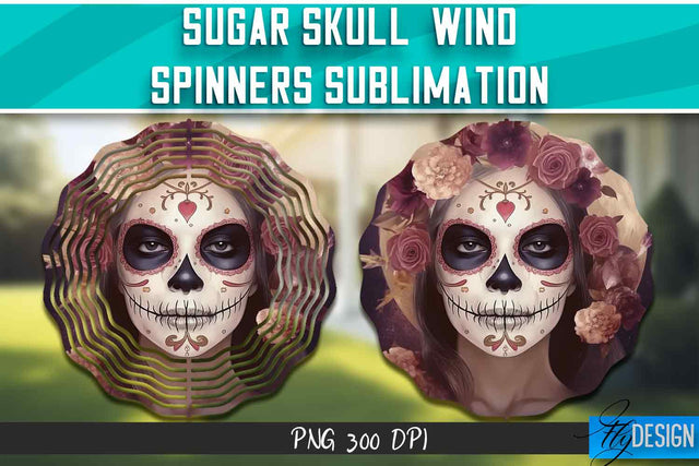 Sugar Skull Wind Spinners Sublimation Sublimation Fly Design 