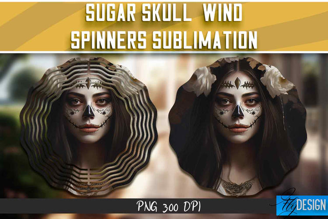 Sugar Skull Wind Spinners Sublimation Sublimation Fly Design 