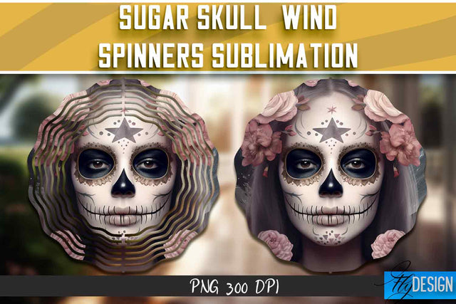 Sugar Skull Wind Spinners Sublimation Sublimation Fly Design 