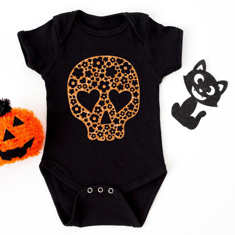 Sugar Skull with Flowers and Hearts - Halloween SVG for shirt SVG Chameleon Cuttables 