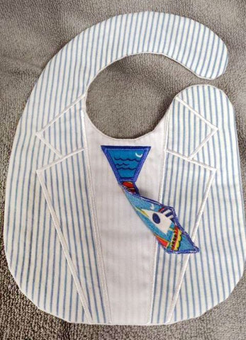 Suit Bib with 3D Tie ITH Applique Embroidery Embroidery/Applique Designed by Geeks 