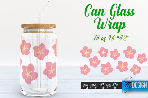 Summer 16 oz Glass Can Wrap SVG| Tropical SVG Glass Can Wrap SVG Fly Design 
