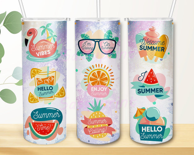 Summer 20oz Skinny Tumbler, Summer Vibes Tumbler Png, Summer Tumbler Design, Summer Vacation Sublimation Design, Instant Download Sublimation sassyprint 