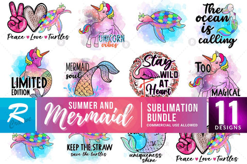 Summer And Mermaid Sublimation Bundle Sublimation Regulrcrative 