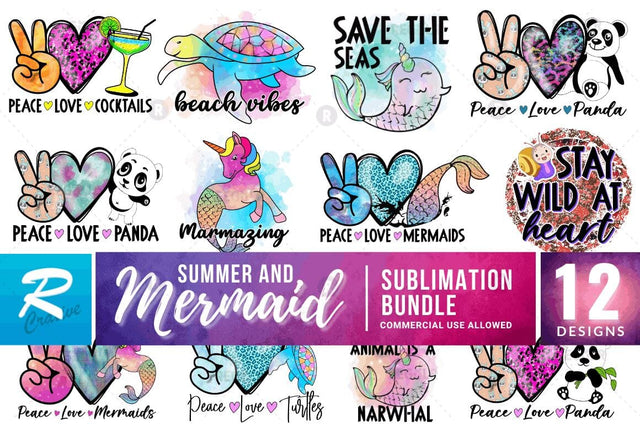 Summer And Mermaid Sublimation Bundle Sublimation Regulrcrative 