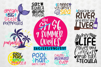 Summer And Mermaid Svg Bundles - 10 Svg EPS DXF PNG Cut File SVG CoralCutsSVG