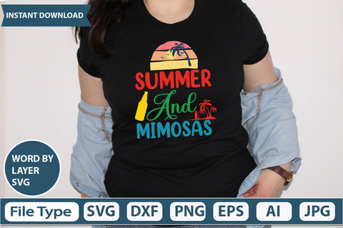 Summer and Mimosas Svg Cut File,SVGs,quotes-and-sayings,food-drink,mini-bundles,print-cut,on-sale, SVG DesignPlante 503 