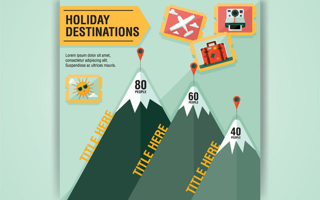 Summer and sea infographic set with big hill beach and palms flat vector illustration SVG naemmiah021 