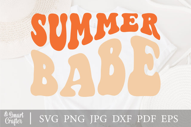 Summer babe SVG, Retro summer flower svg, little girl summer svg, Summer beach babe svg, Wavy stacked svg, Digital File SVG Fauz 