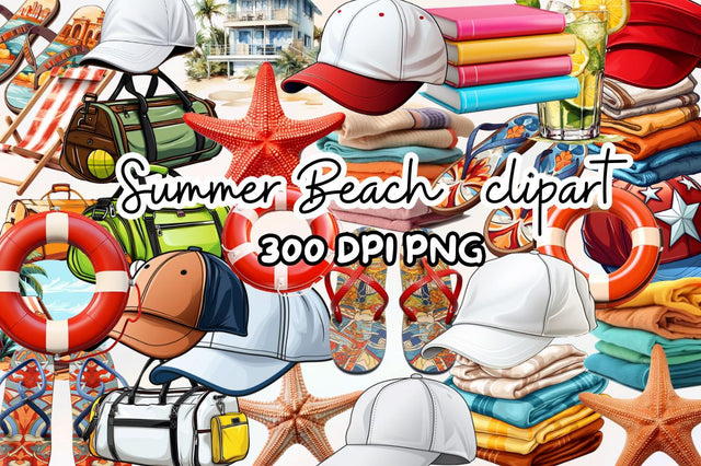 Summer Beach clipart Sublimation Bundle Sublimation Regulrcrative 