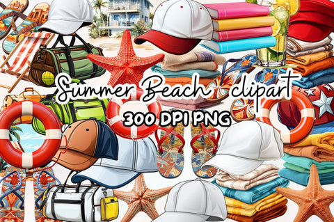Summer Beach clipart Sublimation Bundle Sublimation Regulrcrative 