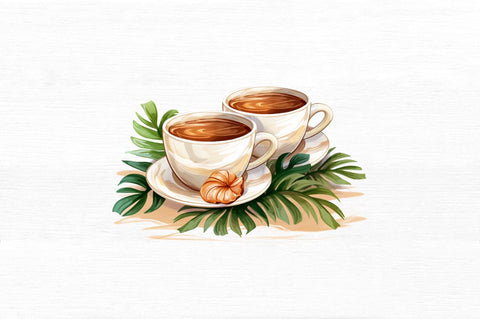 Summer Beach Coffee Cups Clipart Sublimation Regulrcrative 