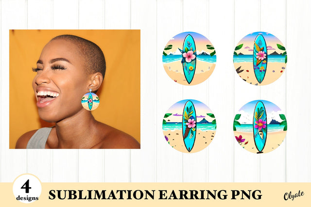 Summer Beach Earring PNG. Round Earring Sublimation Sublimation Olga Terlyanskaya 