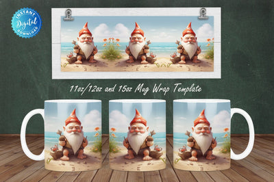 Summer Beach Gnome 11, 12 & 15 Oz Mug Sublimation Sublimation Regulrcrative 