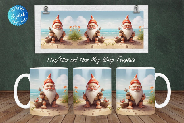 Summer Beach Gnome 11, 12 & 15 Oz Mug Sublimation Sublimation Regulrcrative 