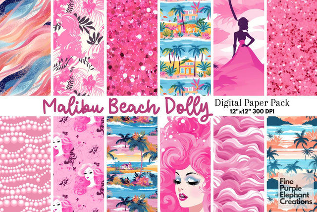 Summer Beach Party | Fashion Doll Digital Pattern Fine Purple Elephant Creations 