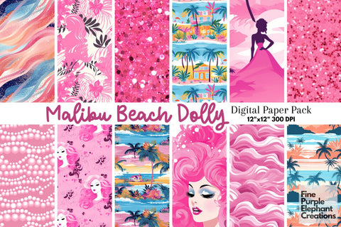 Summer Beach Party | Fashion Doll Digital Pattern Fine Purple Elephant Creations 