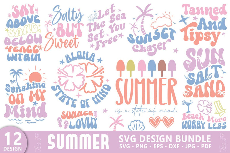 Summer Beach Quote SVG Design Bundle SVG FiveStarCrafting 