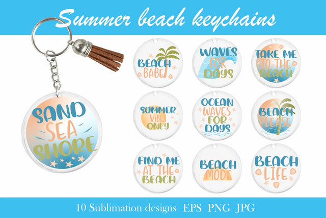 Summer beach quotes - Keychain sublimation designs bundle Sublimation LuckyTurtleArt 