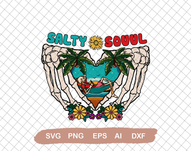 Summer Beach, Salty soul Retro SVG File for Cricut, Ai, Png, Dxf. Eps, Vintage Sublimations, SVG, Clipart, Shirt Design SVG DiamondDesign 
