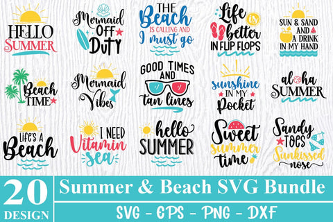 Summer & Beach SVG Bundle of 20 Cut Files for Cricut SVG Svgcraft 