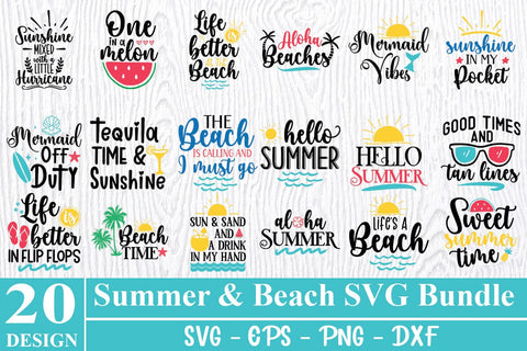 Summer & Beach SVG Bundle of 20 Cut Files for Cricut SVG Svgcraft 