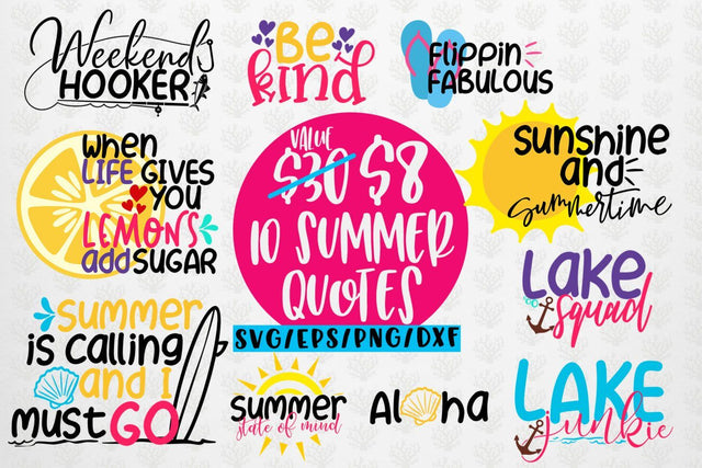 Summer & Beach Svg Bundles - 10 Svg EPS DXF PNG Cut File SVG CoralCutsSVG