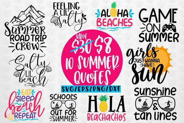 Summer & Beach Svg Bundles - 10 Svg EPS DXF PNG Cut File SVG CoralCutsSVG