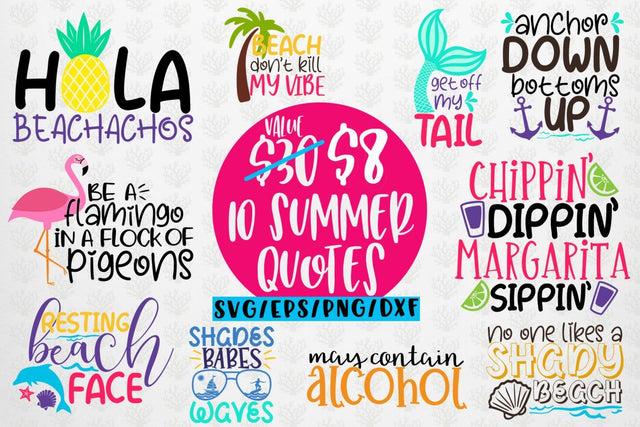 Summer Beach Svg Bundles - 10 Svg EPS DXF PNG Cut File SVG CoralCutsSVG