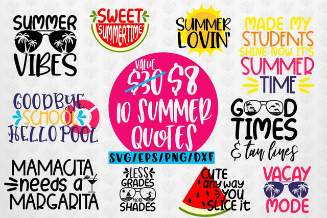Summer & Beach Svg Bundles - 10 Svg EPS DXF PNG Cut File SVG CoralCutsSVG