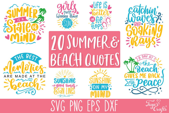 Summer & Beach SVG Cut Files Bundle SVG Feya's Fonts and Crafts 
