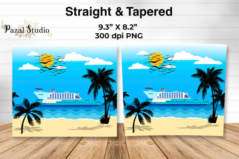 Summer Beach Vacation Cruise Tumbler Wrap Design 20 oz Sublimation Pazal Studio 